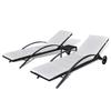 VidaXL Sun Loungers with Table Wicker Resin Black
