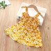 Милое платье-халтер для девочек, летнее детское платье принцессы без рукавов в горошек с цветочным принтом