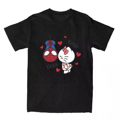 Hello Kitty X SpiderUnisex Cute Couple Cotton Tshirt Unisexs Popular Tshirt Summer Cool Top Harajuku Casual Retro Tshirt