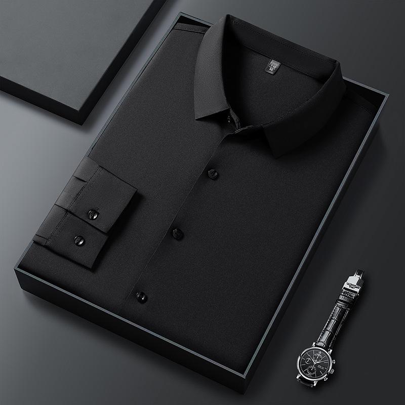 Весенняя мужская бесшовная немнущаяся рубашка в стиле business casual с длинным рукавом