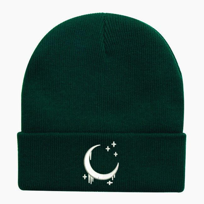 Moon star embroidered flower knitted hat autumn and winter wool hat outdoor cycling pullover hat