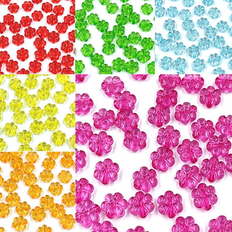 Креативные модные украшения 10 мм 20 шт. Акриловые бусины Браслет Прозрачный отдел изготовления аксессуаров 10 мм Цветочная бусина DIY Разноцветная прокладка для цветов