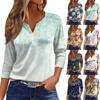 Жен. Футболка Футболка С принтом Пуговицы Рукав 3/4 Повседневные Выходные Мода Классический V-образный вырез Обычный Топ