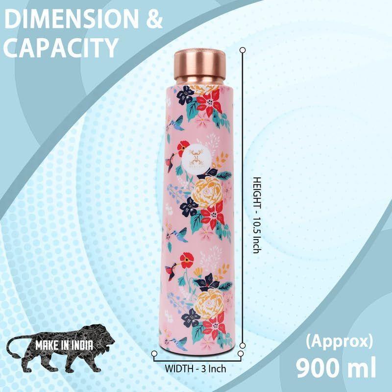 Embrace Wellness Copper Water Bottle - Advanced Leak Proof, Joint Less Design (900ml)