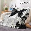 1Pc 2D FLAT Ink Black White Print Flannel Blanket,High quality Comfortable for All Seasons,Home Decor,Warmth and Comfort,Perfect for Christmas Gifts