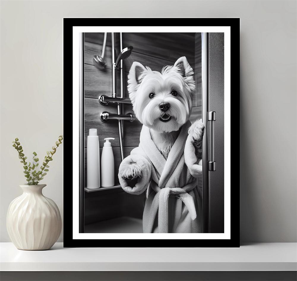 West Highland Terrier Wall Art Poster Bathroom Art Prints Highland Terrier Photos Prints Funny Bathroom Wall Decor Canvas Print
