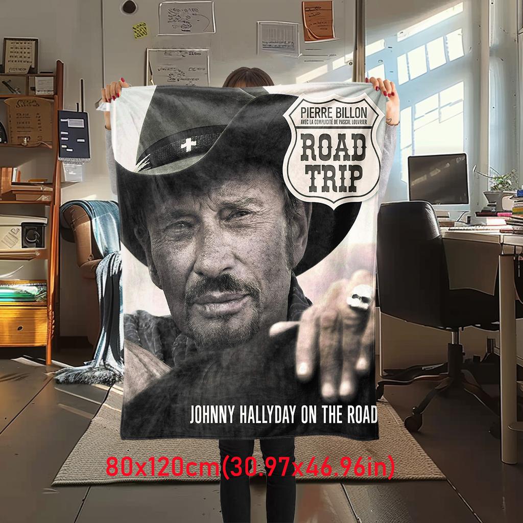 French legendary rock singer and actor Johnny Hallyday blanket soft home furnishing nap decoration four seasons warm Sherpa blanket U22