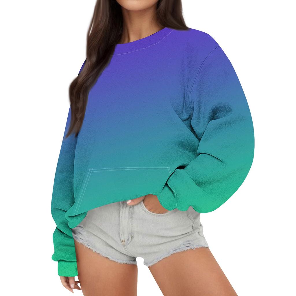 Женская повседневная модная Свободная толстовка с длинным рукавом и круглым вырезом с принтом