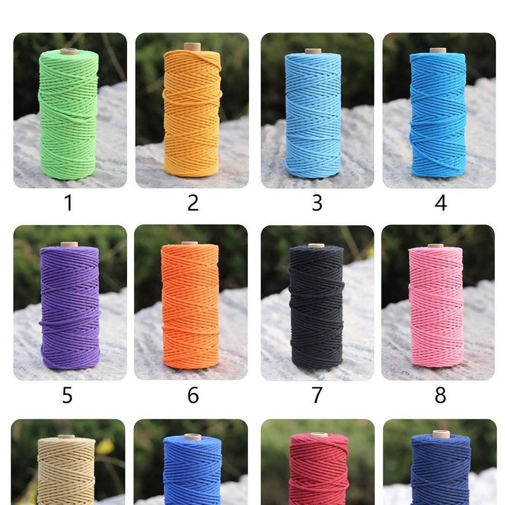 Cheap Price Macrame Supplier 3mm Round Multi Colors 4Strands Cotton Macrame Cord in Cords
