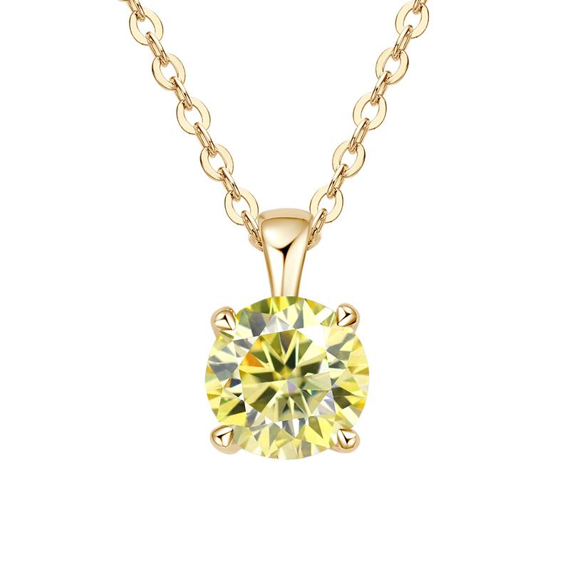 JoyceJelly Classic Four Prong 1ct Moissanite Necklace Women's 925 Silver Plated Gold Pendant Luxury Fine Jewelry