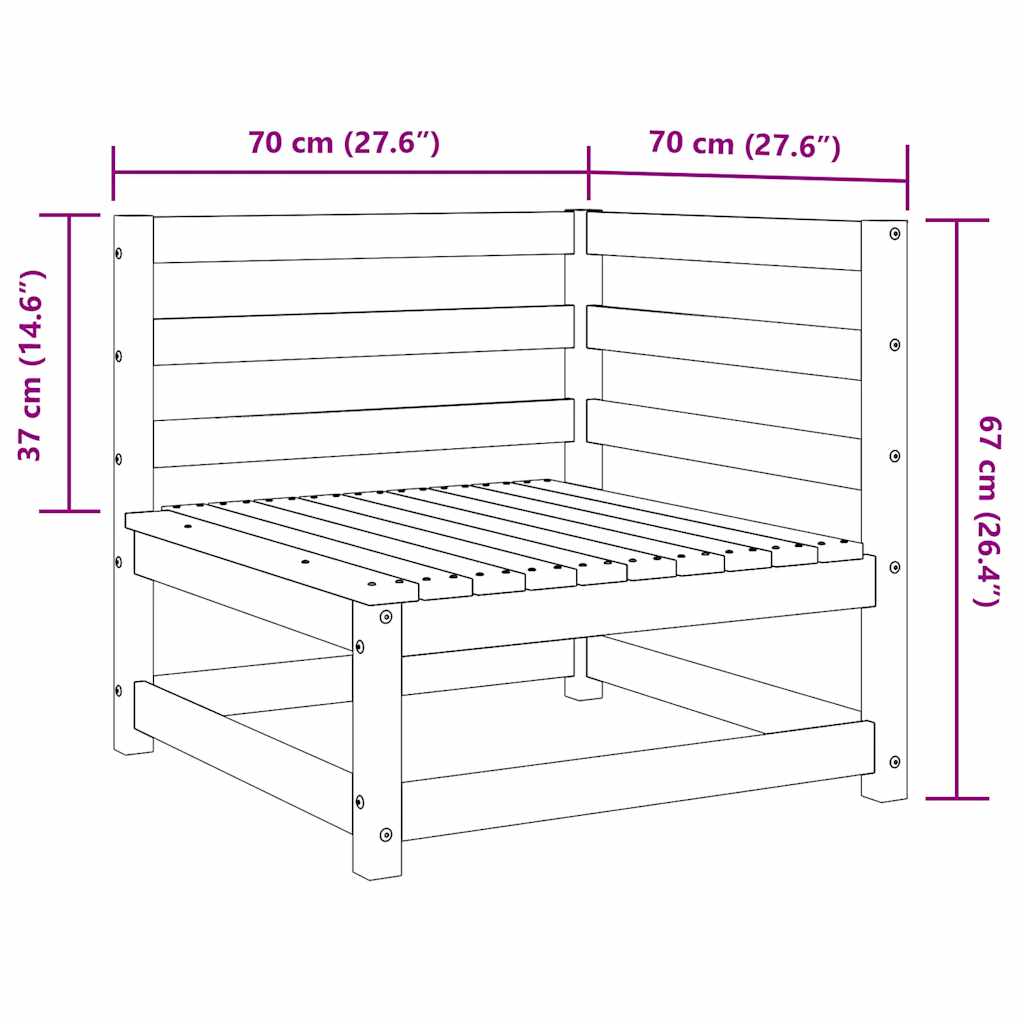 Garden Corner Sofa 70 x 70 x 67 cm Pressure Treated Pine Wood
