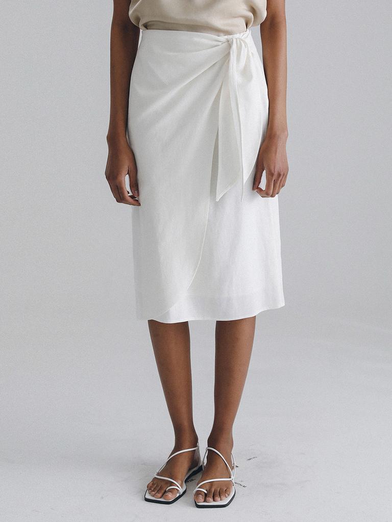 Stay With Me Drape Wrap Skirt (Ecru)