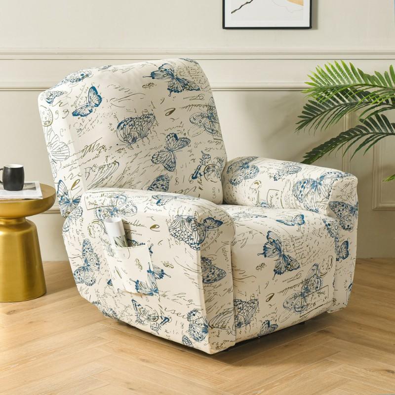 Elastic Full Cover Recliner Chair Slipcover Single Seater Sofa - Thick Fabric Dustproof Protector With Printed Patterns