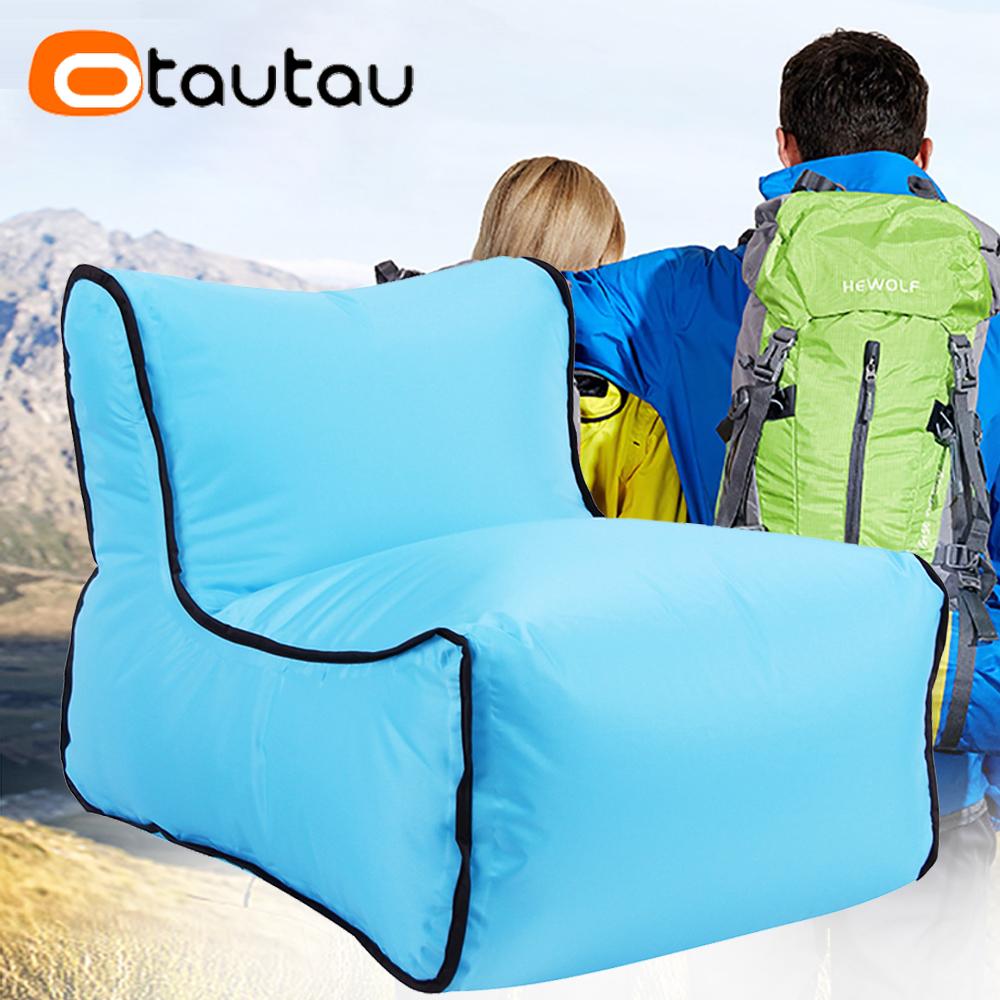 OTAUTAU Outdoor Small Portable Inflatable Chair Camping Ottoman Stool Sports Space Saving Furniture Frameless Adults Kids SF108