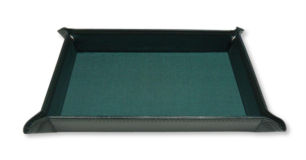 Japanese moss green cowhide pen tray with slide measuring stick and slim rotating ballpoint pen blue set, TRAMG-708W-PD04-L