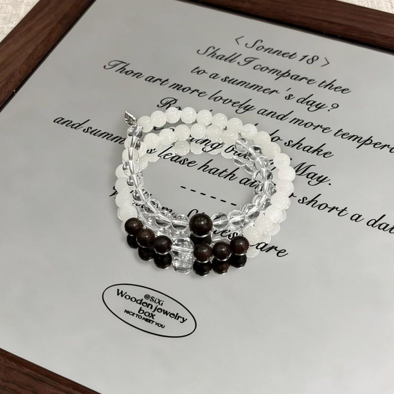 Natural White Crystal Ghost Agarwood Beaded Bracelet New Chinese Style Minimalist Jewelry Women