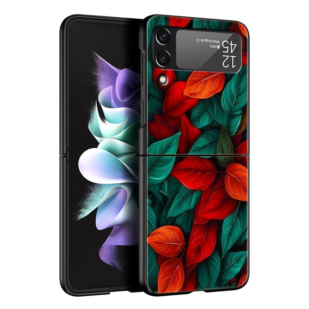 Мультяшный лист Жесткий ПК Чехол для Телефона Для Samsung Galaxy Z Flip 7 6 5 4 Черная Крышка Для Galaxy Z Flip 3 Складной Fundas Чехол Capa Сумка