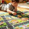 Портативный коврик Play Mat для путешествий 51" x 39" Детский ковер для игровой комнаты, класса, Образовательный город, Дороги, Моющийся, Игровой, Дорожный коврик, Нескользящий ковер