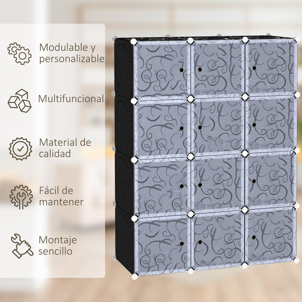 Wardrobe, Modular Plastic, 12 Cubes and Doors, Storage Organizer