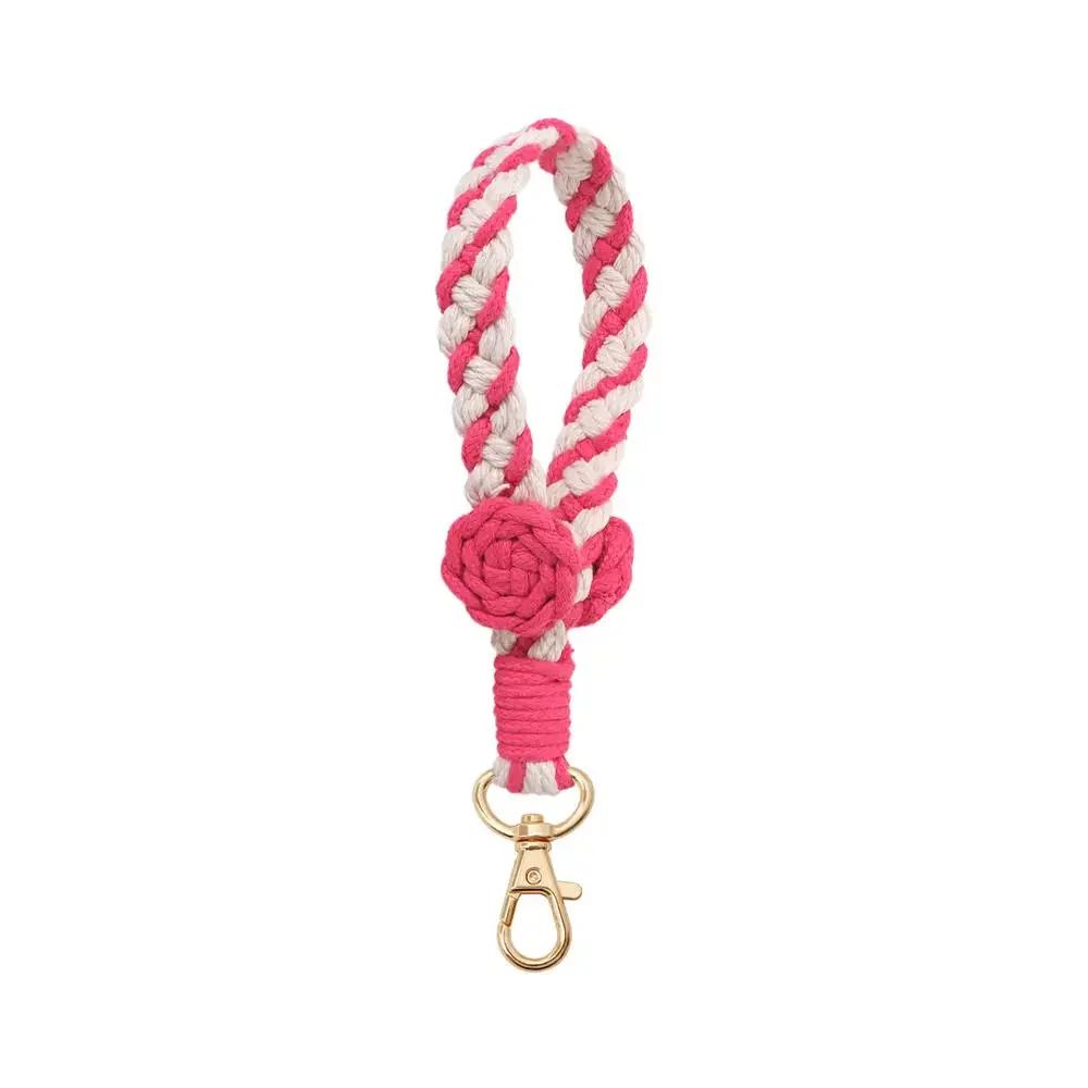 1pc Daisy Flower Key Chain Ins Explosive Style High-End Diy Hand-Woven Wrist Key Ring Bohemian Style Car Keychain Bag Pendant