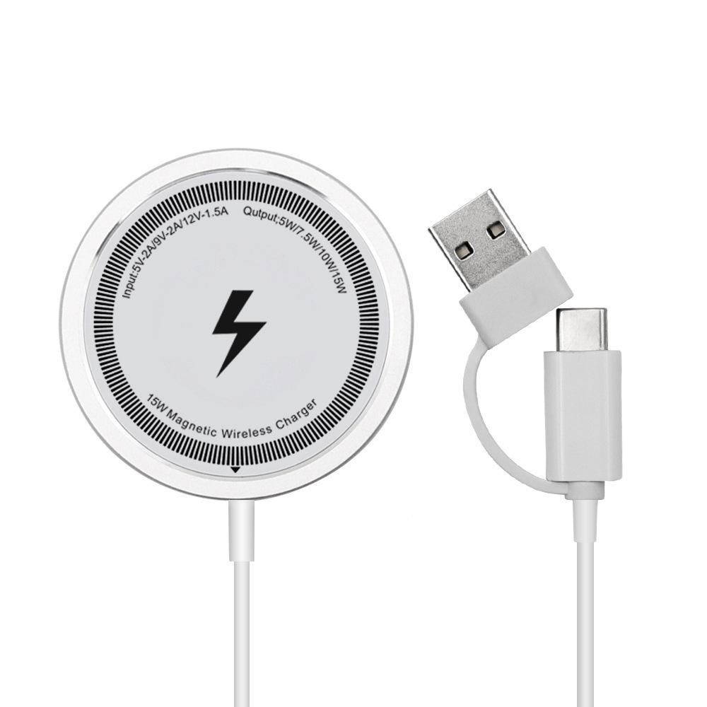 Магнитное беспроводное зарядное устройство MagSafe 15 Вт для телефонов Apple с двойным интерфейсом