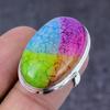 Natural Rainbow Solar Quartz Gemstone Handmade 925 Sterling Silver Ring S.6 O7l04