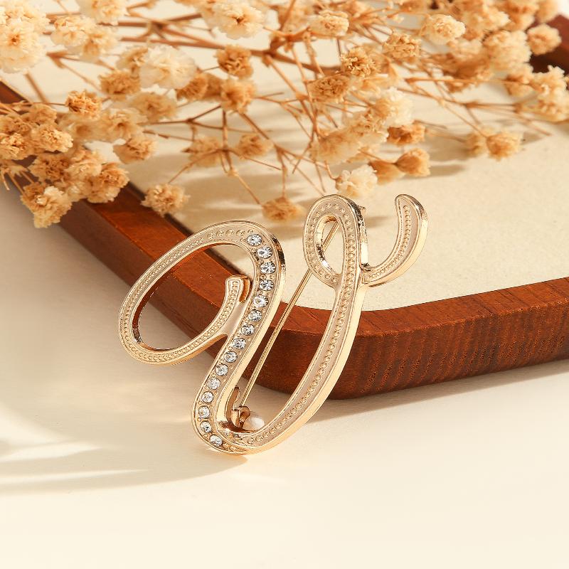 Женская брошь в виде буквы от A до Z, стразы, кристалл, золотистый цвет, английский алфавит, металлические значки, милая брошь, ювелирные аксессуары, подарок