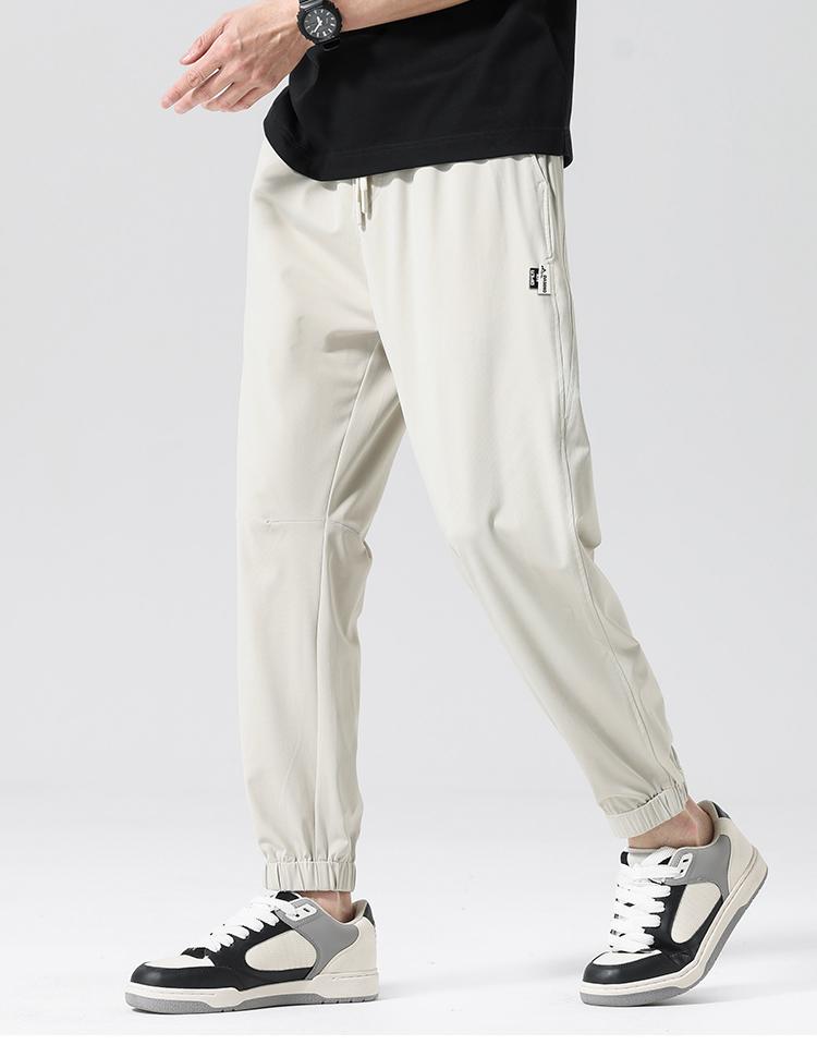 Quick drying ice silk four sided elastic summer thin casual pants for men