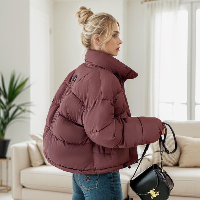 GMXIA Женские винтажные повседневные однотонные принтованные куртки и пальто с длинным рукавом и стойкой на осень-зиму