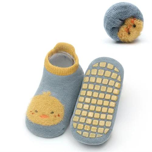 Детские носки для девочек и мальчиков, противоскользящие хлопковые детские носки для девочек и мальчиков, повседневные зимние толстые теплые детские носки с принтом для малышей, нескользящие