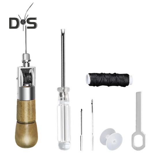 Набор шила для шитья кожи, ручной швея, набор инструментов для ремонта кожи с иглами, гаечный ключ, отвертка, ручной швейный инструмент для кожи, плотная ткань, кожа своими руками