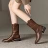 Shoes for Women 2024 Hot Sale Sleeve Women's Boots Spring Autumn Round Toe Warm Solid Short Barrel Chunky Heels Fashion Boots