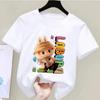 2025 Popular Children's T-shirt for Outdoor Outings LABUBU Printed Cartoon Style Round Neck Short Sleeved Cute Girl's Top
