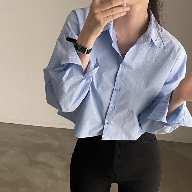 Укороченная рубашка с длинным рукавом и высокой талией