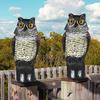 Garden Owl Decoy Weatherproof Owl Scarecrow with 360-Degree Rotating Head Bird Squirrel Deterrent Owl Statue To Scare Birds Away for Patio Porch
