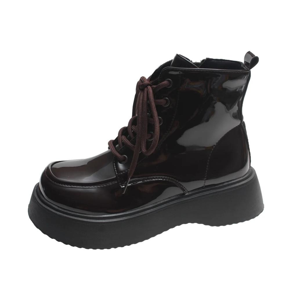 Новые ботинки Martin на толстой подошве из лакированной кожи с короткими перекрещивающимися ремешками, повседневные универсальные кожаные ботинки, удобные и мягкие подошвы