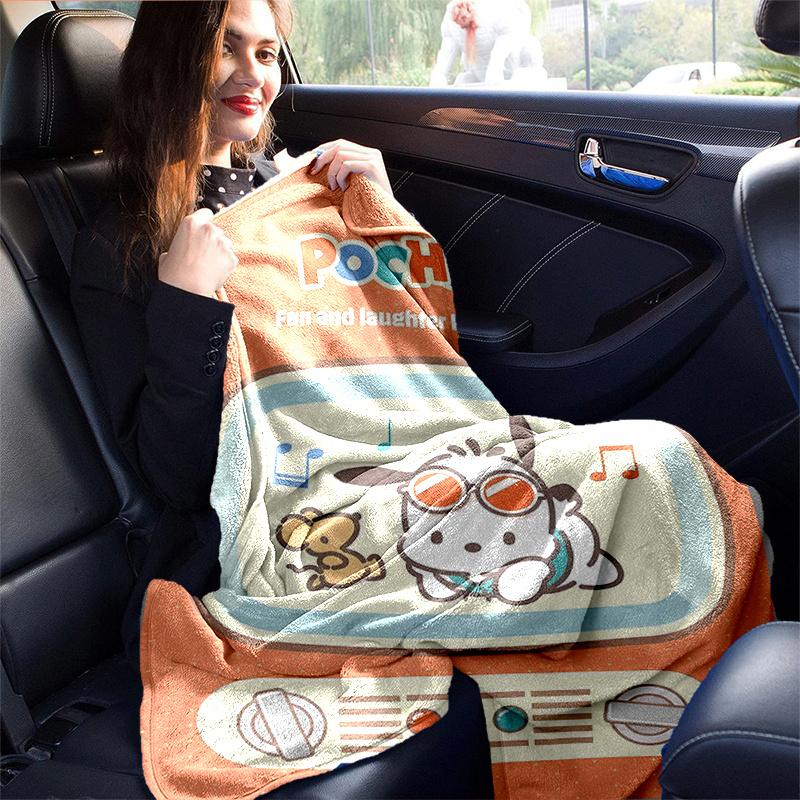 1pc Pochacco's Pastel Party Blanket, Home Decorative Throw Blanket for Family and Friend, Soft Warm Bedding Coverlet, All Seasons Use, Unique Gift Ide
