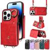 For iPhone 16 Series.for iPhone 16,16 Plus,16 Pro,16 Pro Max Shoulder Strap Rope Ring Bracket Design Card Holder Slots Lichee Pattern Cover Phone Case