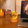 Faux Crystal Glass Balls USB Powered LED Chakra Ball with Wooden Base