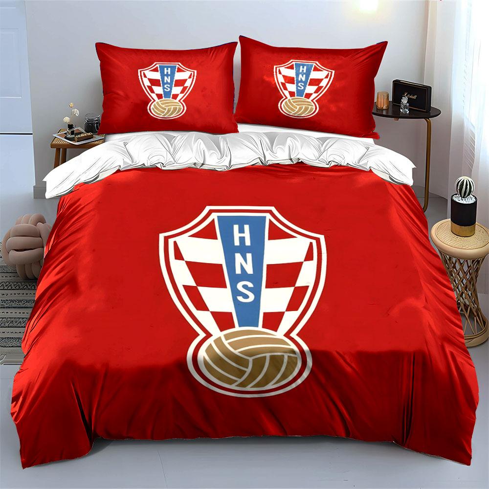 Red Croatian football emblem. Bedding sets Duvet cover sets Duvet covers Pillowcases(1* Duvet Cover 2* Pillowcases without duvet insert)