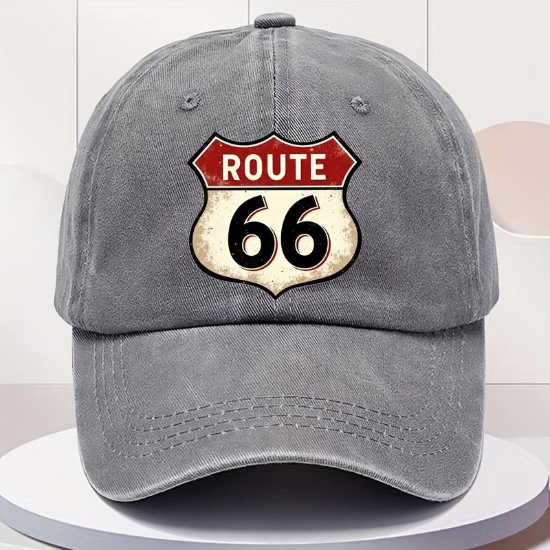 Мужская бейсболка с логотипом Route 66 Винтажный щит шоссе Route 66 с номерами шоссе 66 Ретро-вид с эффектом выцветания