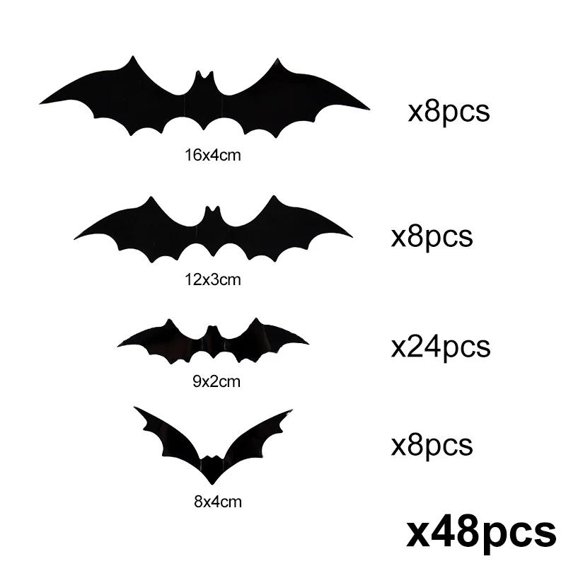 Halloween 3D Black Bat Wall Stickers Removable Scary Horror Horror DIY Home Indoor Indoor Kids Party Favors Wall Window Decal