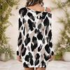 Women Plus Size One Shoulder Long Sleeve White Navy Blue Printed Bodycon Mini Dress