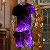 Мужская рубашка с рисунком Fire Casual 3D для пляжа | Красные летние дизайнерские шорты с цветными блоками и принтом, удобные шорты с принтом и комплекты одежды на открытом воздухе
