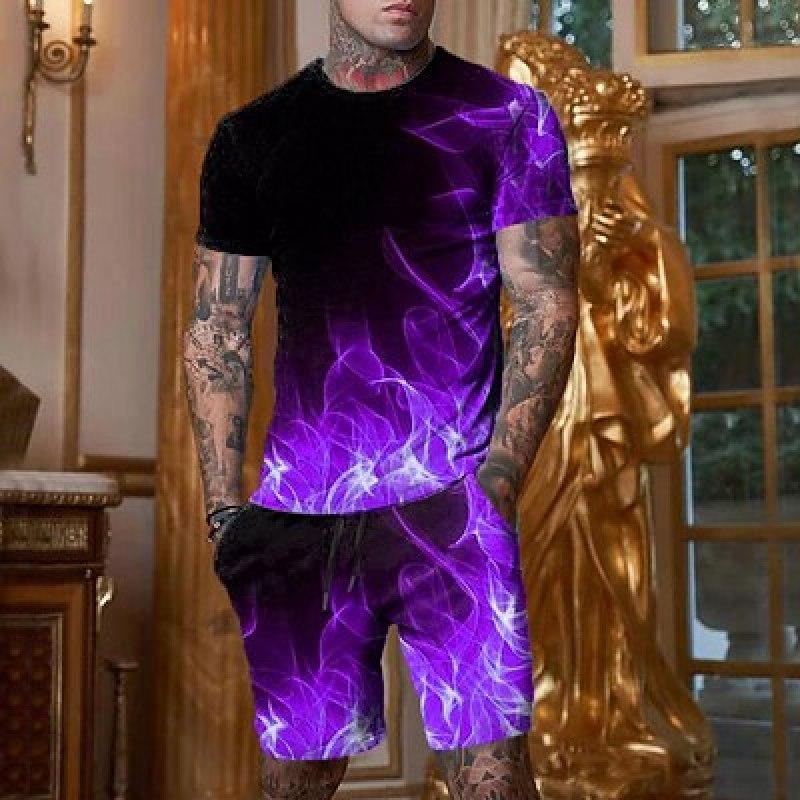 Мужская рубашка с рисунком Fire Casual 3D для пляжа | Красные летние дизайнерские шорты с цветными блоками и принтом, удобные шорты с принтом и комплекты одежды на открытом воздухе