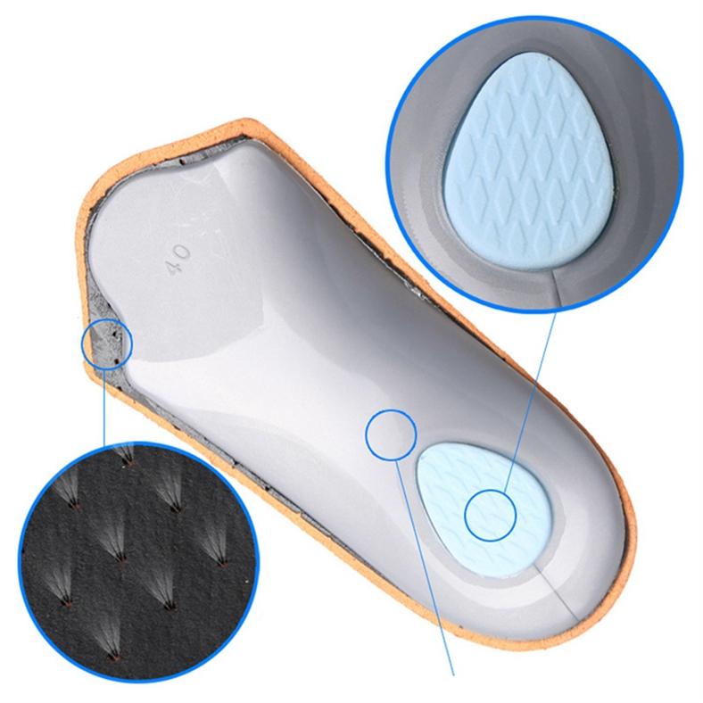 Unisex Leather Orthotics Absorbing Insole Arch Support Pad Flat Foot Orthopedic Half Insole