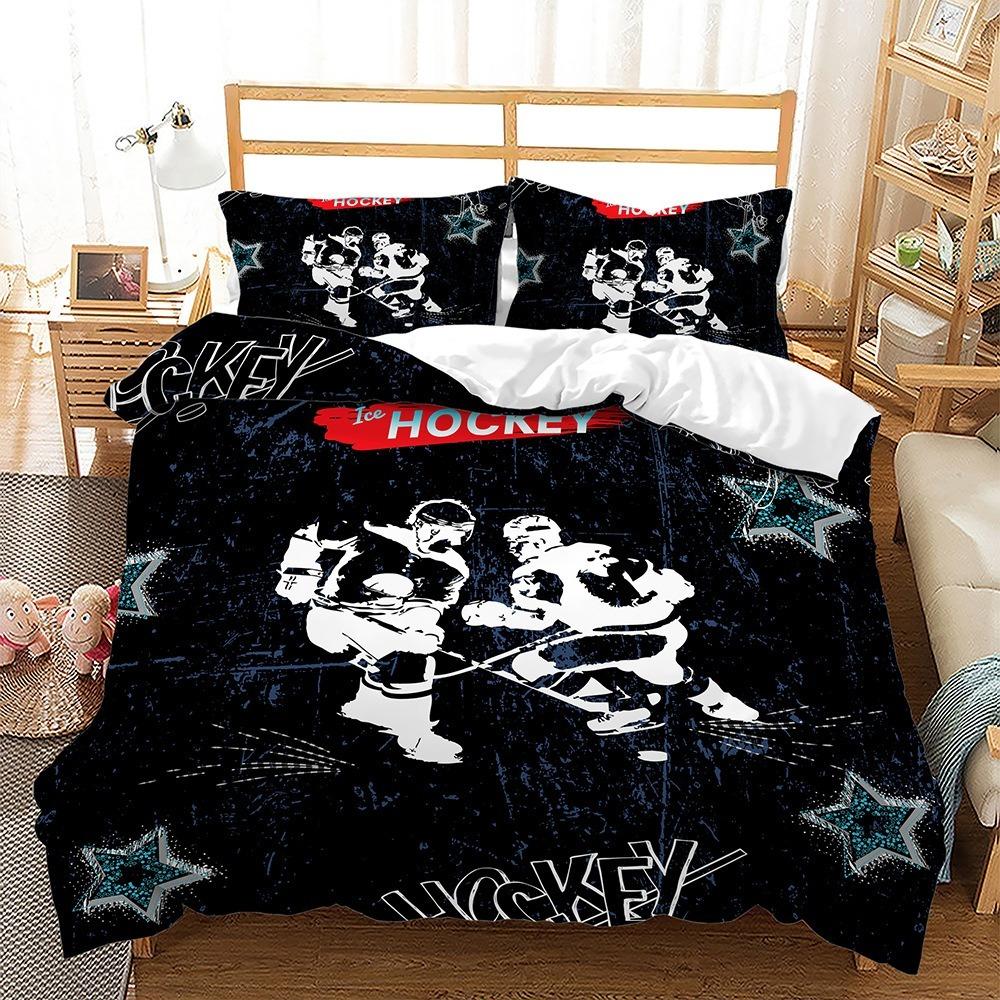 Комплект постельного белья с изображением хоккея на льду 3D для юных любителей хоккея на льду, детское постельное белье для мальчиков и девочек, спортивные игры, односпальная двуспальная кровать в подарок