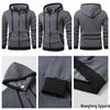 Men's Slim Fit Color Block Hooded Zip Sweatshirt Jacket for Spring/Autumn