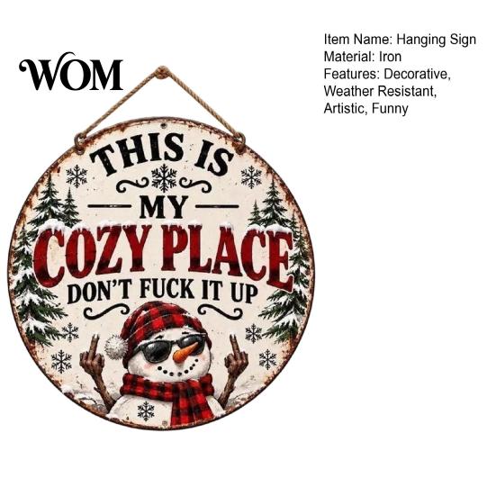 Decorative Gift for Gardeners Christmas Metal Hanging Sign, This Is My Cozy Place Wall Decor, Iron Craft Funny Pendant, Weather Resistant Garden Porch
