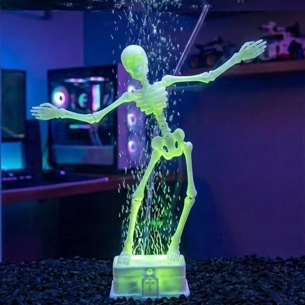 3D-печатный танцующий скелет, аквариумный аэратор, пластиковый готический динамичный череп, украшение для аквариума, декорация с приводом от воздуха, с воздушной трубкой